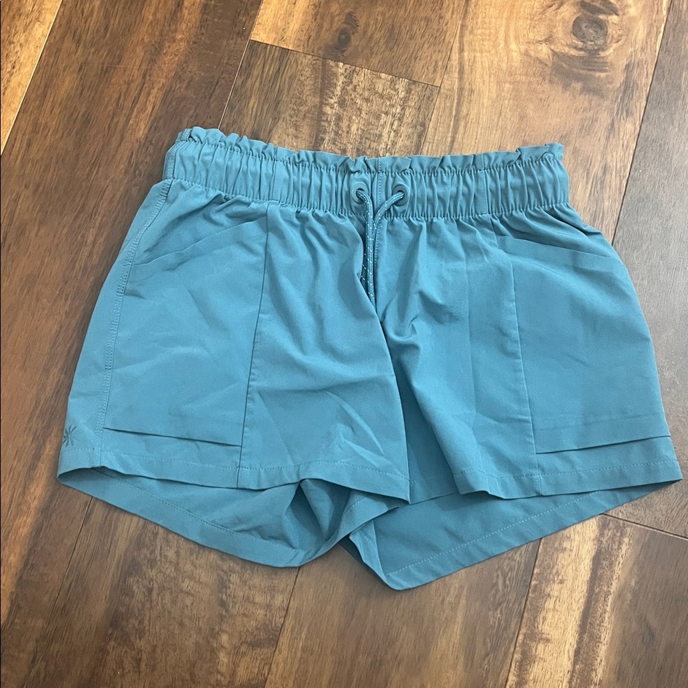 Athleta Girl teal Blue Athletic shorts Youth Sz M 8/10